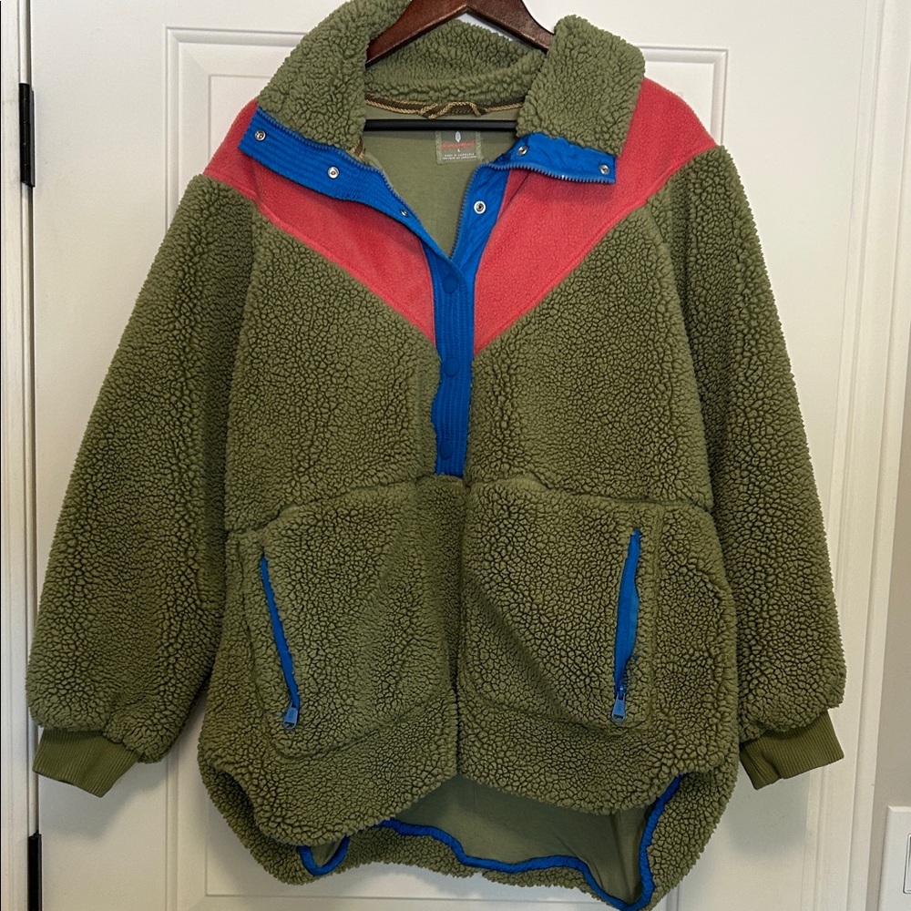 FP Movement by Free People Olive and Pink Kids Sherpa Jacket